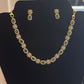 Appealing White And Green Color Stones With Gold Plated Necklace With Earrings