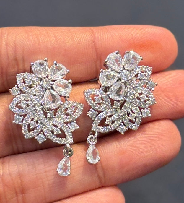 American Diamond White Color Stones Earrings Near Me