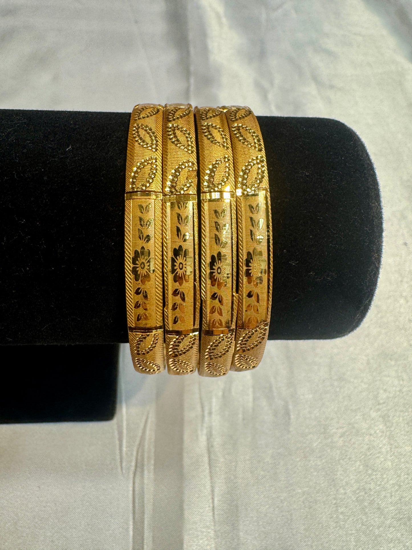 Gold Plated Bangles With Leaf And Flowers Design Near Me