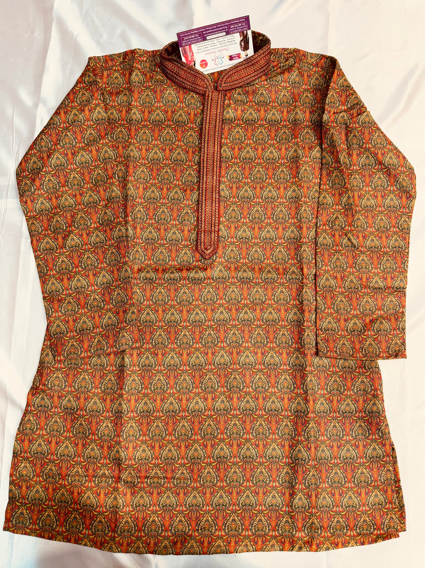 Appealing Brown Color Designer Poly Cotton Kurta Pajama Set For Kids