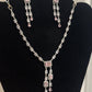 White And Pink Color Stones American Diamond Necklace With Earrings Near Me