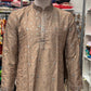 Appealing Brown Color Silk Kurta Suit With Embroidery Flower Work For Men
