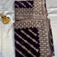 Awesome Dark Purple Color Georgette Embroidered Work Fancy Saree - PREMIUM QUALITY