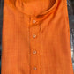 Stunning Orange Color Poly Cotton Plain Kurta Pajama Set For Men