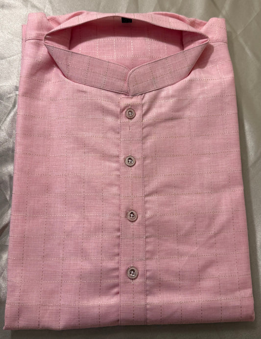 Alluring Pink Color Cotton Men's Kurta With Pajama Pant