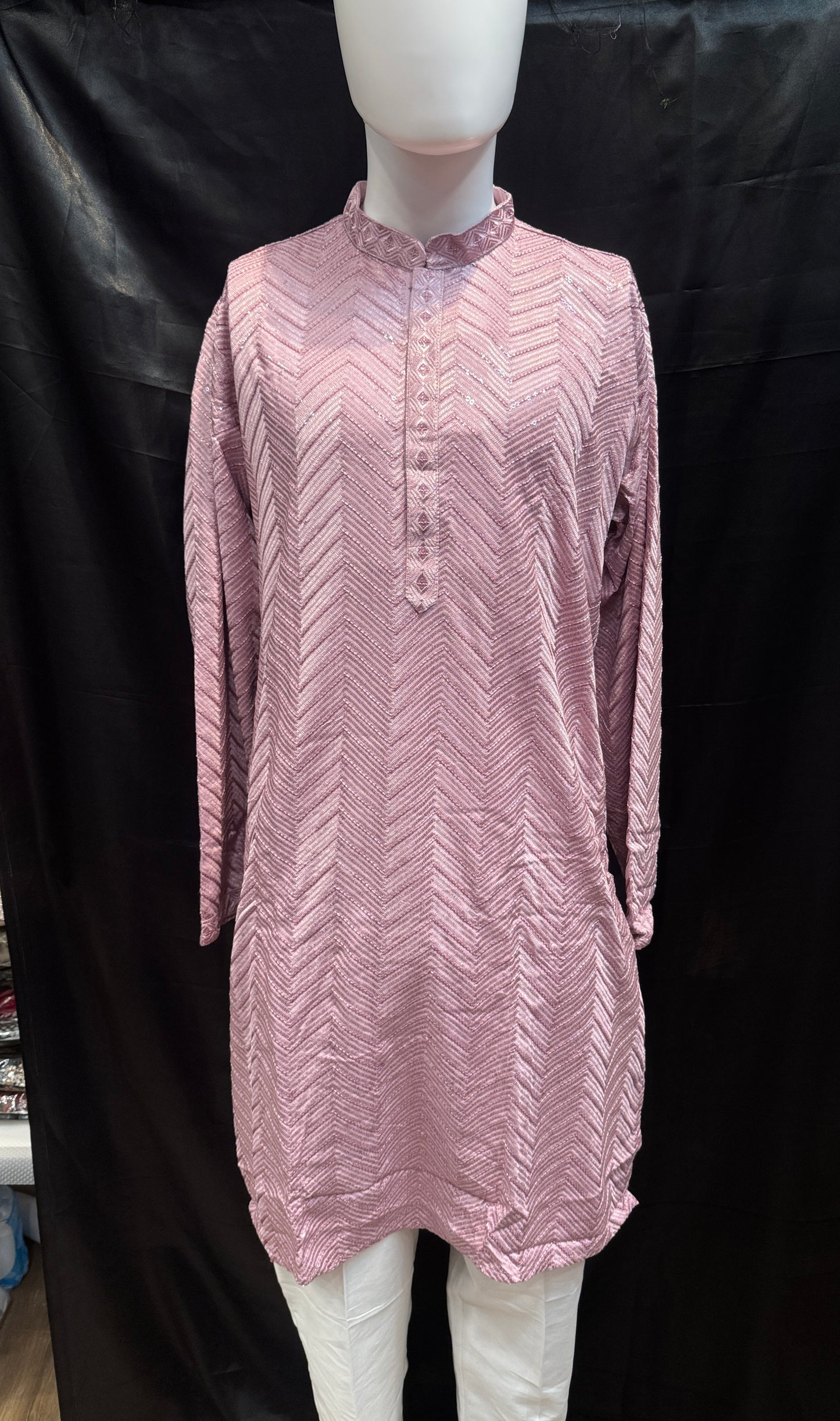 Charming Light Purple Color Soft Silk With Sequins Work Kurta Suits For Men