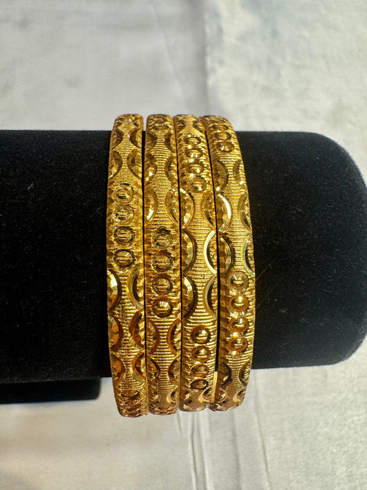 Alluring Gold Plated With Circle Design Bangles For Women