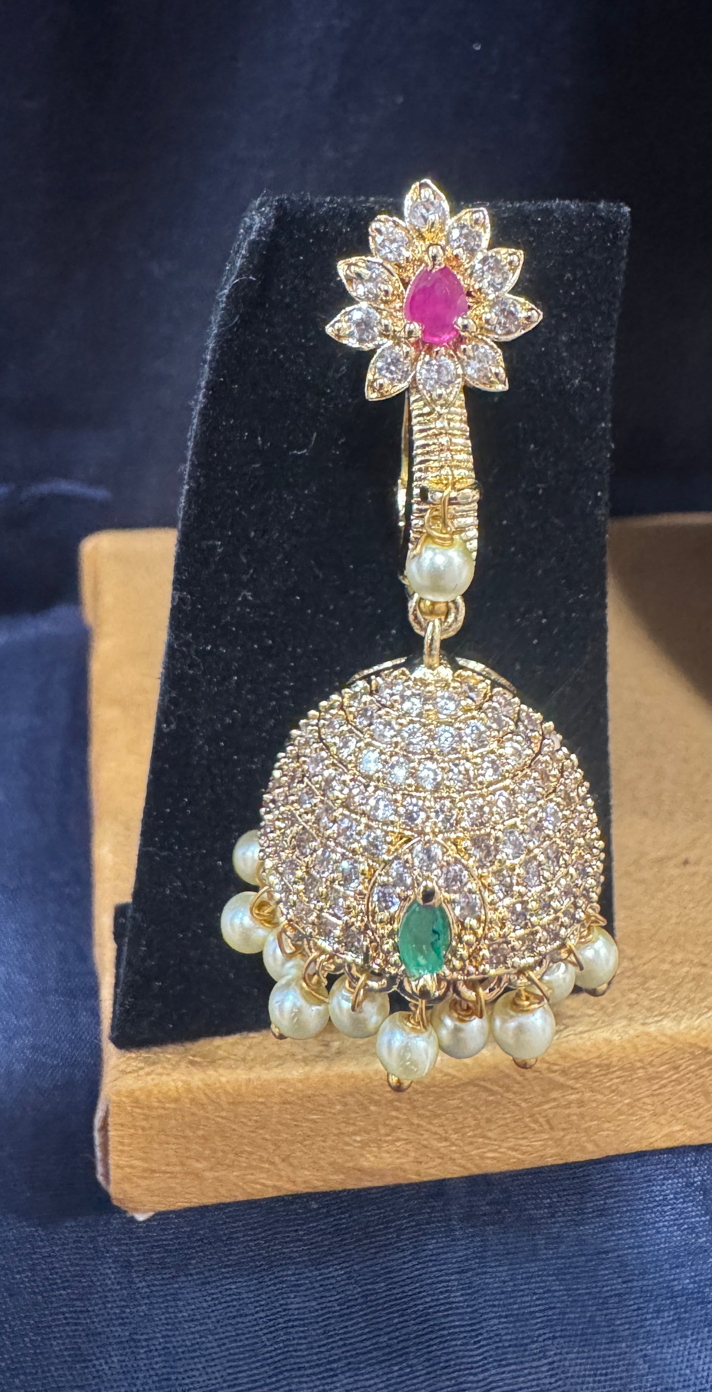 Adorable Gold plated White Color Stone Earrings For Women Near Me