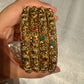 Red And Green Stones Studded Antique Gold Bangles In USA