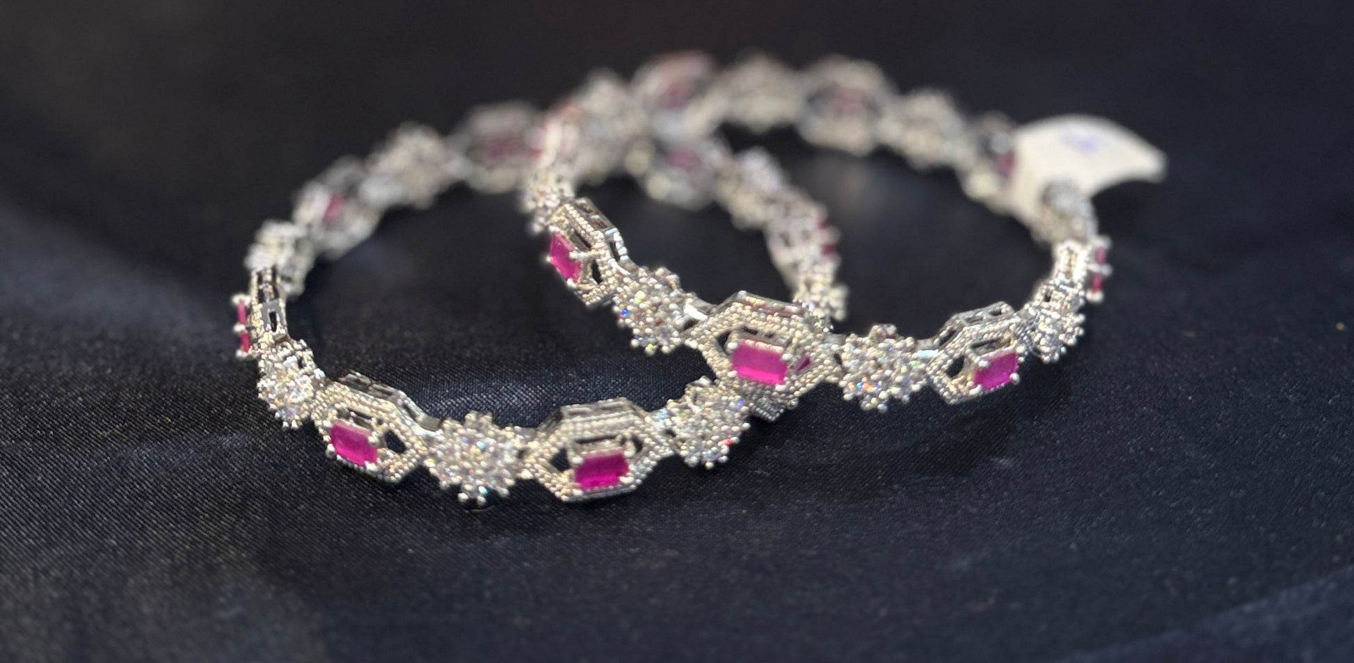 Pink And White Stones American Diamond Bangles Near Me
