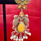 Oxidized Yellow Stone And Beaded Work Bird Designs Earrings For Women Near Me