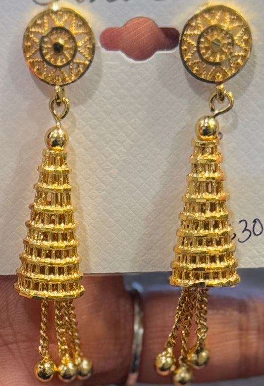 Beautiful Round Shaped Gold Plated Earrings For Women