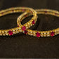 Red And White Stones Gold Plated Studded Bangles In USA