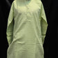 Beautiful Bright Green Color Cotton Men's Kurta With Pajama Pant