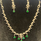 Designer American Diamond White And Green Color Stones Necklace And Earrings Set Near Me