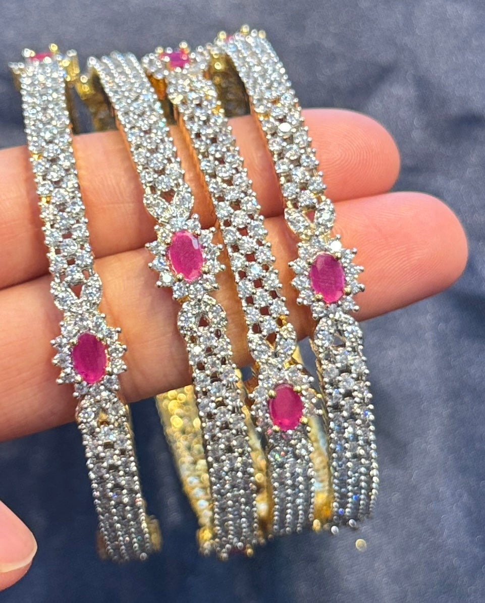 Red And White Stones Gold Plated Bangles Near Me