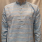 Delightful Sea Blue Color Cotton Kurta With Pajama For Men