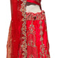 Gorgeous Red Color Satin Bridal Lehenga With Heavy Embroidery Work