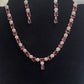 Attractive American Diamond Pink Color Stones Necklace And Earrings Set