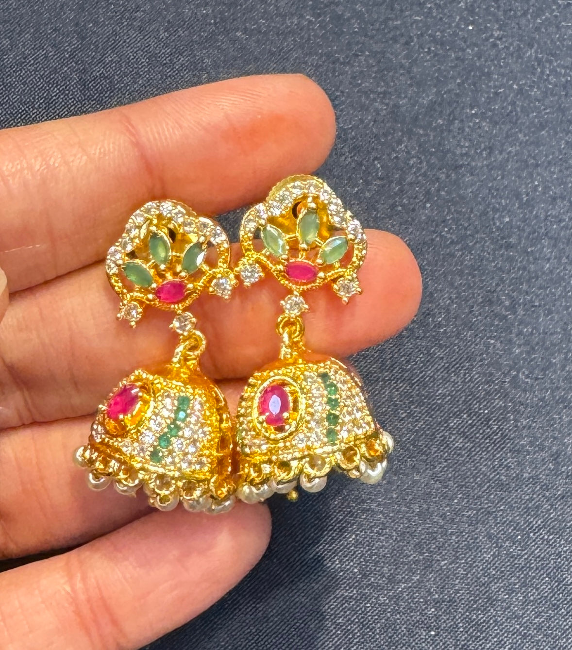 Elegant Multicolored Gold Plated With Pearls Earrings In USA