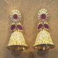 Exquisite Dark Pink Color Stones With Gold Plated Earrings Near Me