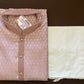 Appealing Pale Pink Color Jacquard Kurta Suit For Men