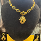 Dark Green Color Stones Gold Plated Necklace With Earrings Set For Women Near Me