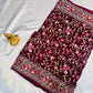 Beautiful Plum Color Soft Georgette Embroidered Work With White Stone Fancy Saree - PREMIUM QUALITY