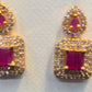 Dark Pink Color Stones With Gold Plated Earrings In USA