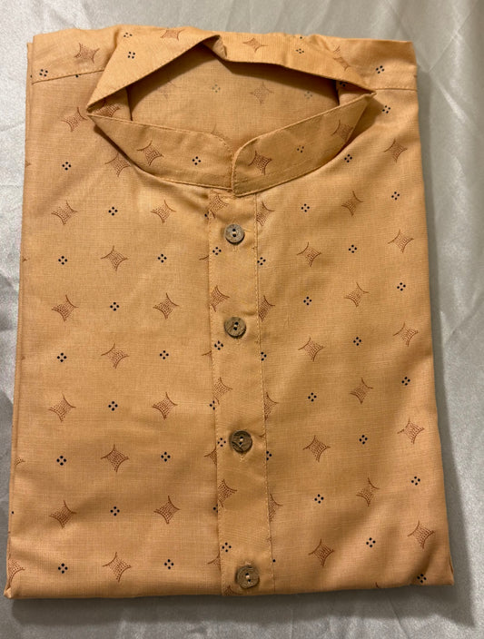Wonderful Light Brown Color Cotton Men's Kurta With Pajama Pant