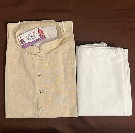 Stunning Light Brown Color Men's Kurta With Pajama Pant
