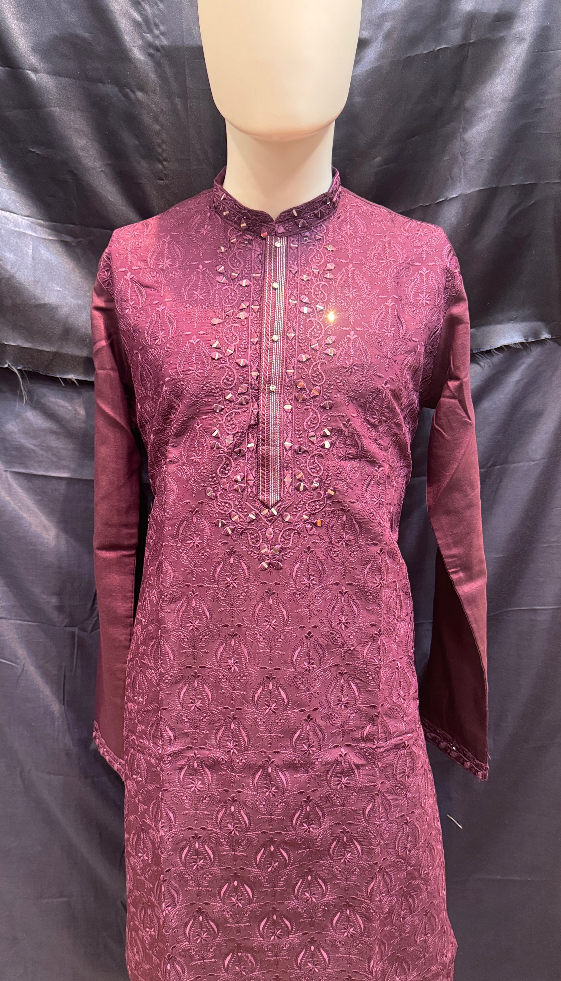 Soft Silk With Embroidery And Mirror Work Kurta Suits Near Me