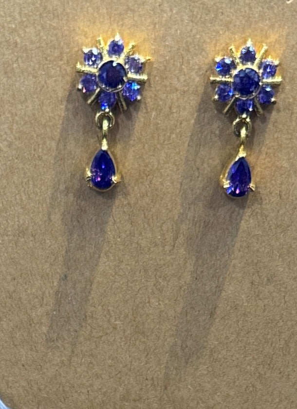 Charming Gold Plated Earrings With Purple Color Stone For Women