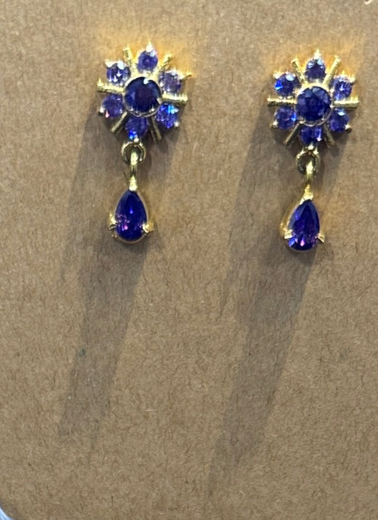 Charming Gold Plated Earrings With Purple Color Stone For Women