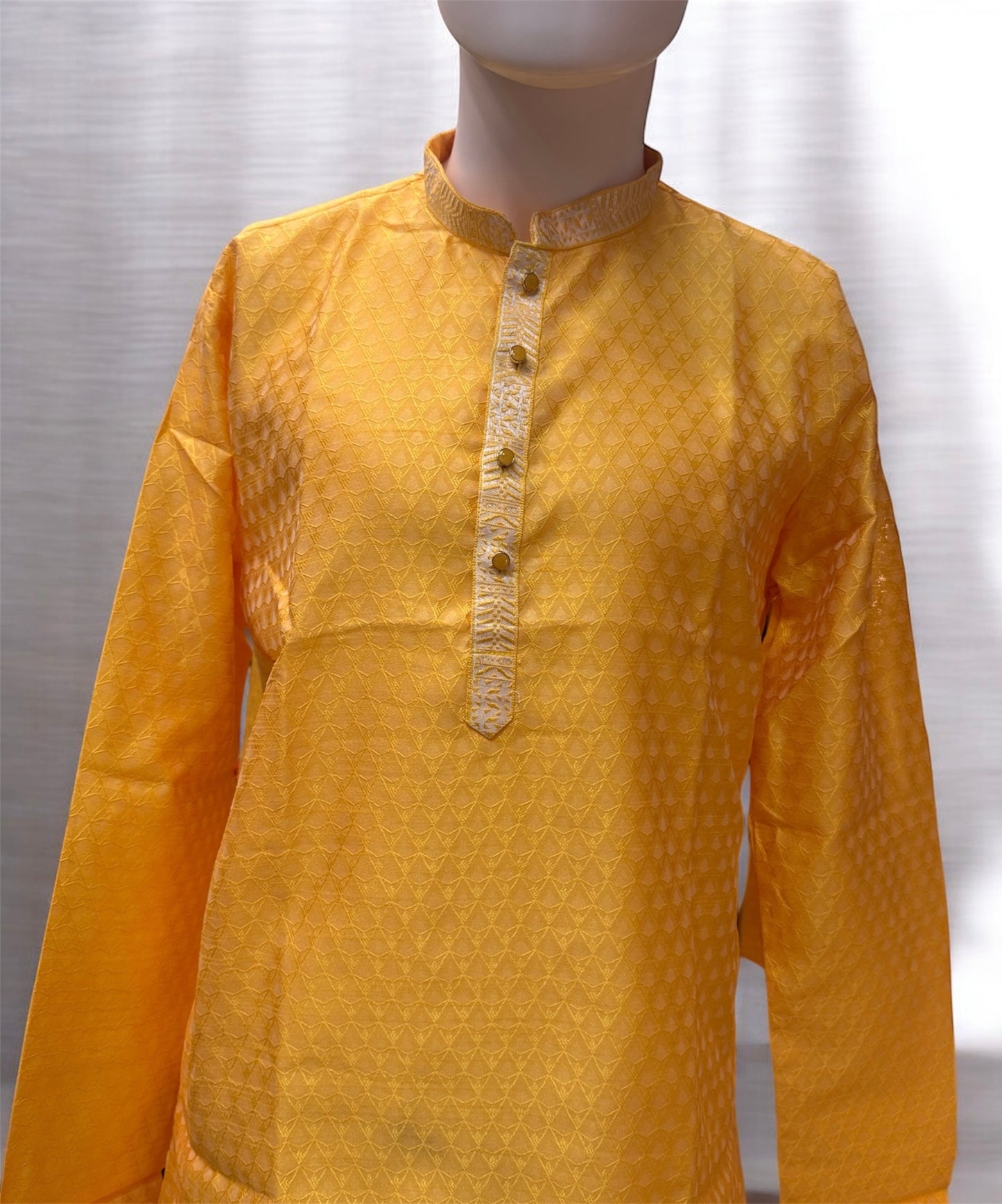 Attractive Yellow Color Raw Silk With Embroidery Work Kurta Suits For Men