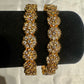 Elegant Gold Plated With Flower Design White Stones Embedded Bangles