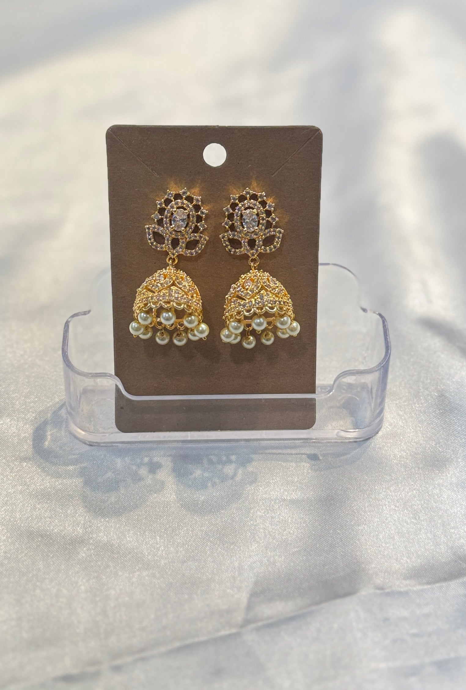 Appealing White Stones Gold plated Earrings For Women Near Me