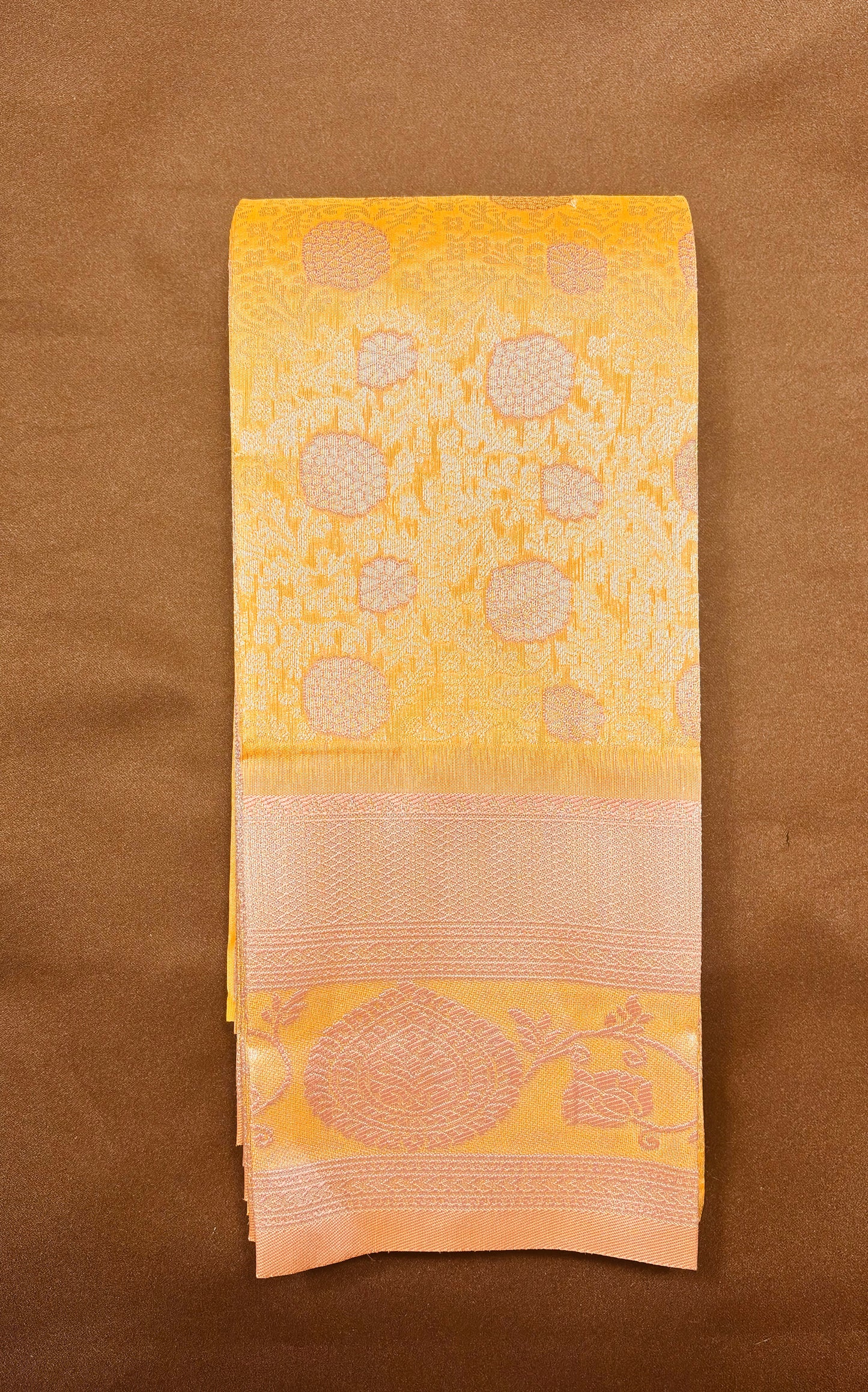 Attractive Orange Color Pink Bordered Art Silk Saree With Orange Blouse