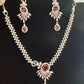 Alluring White And Red Color Stones American Diamond Necklace With Earrings Near Me