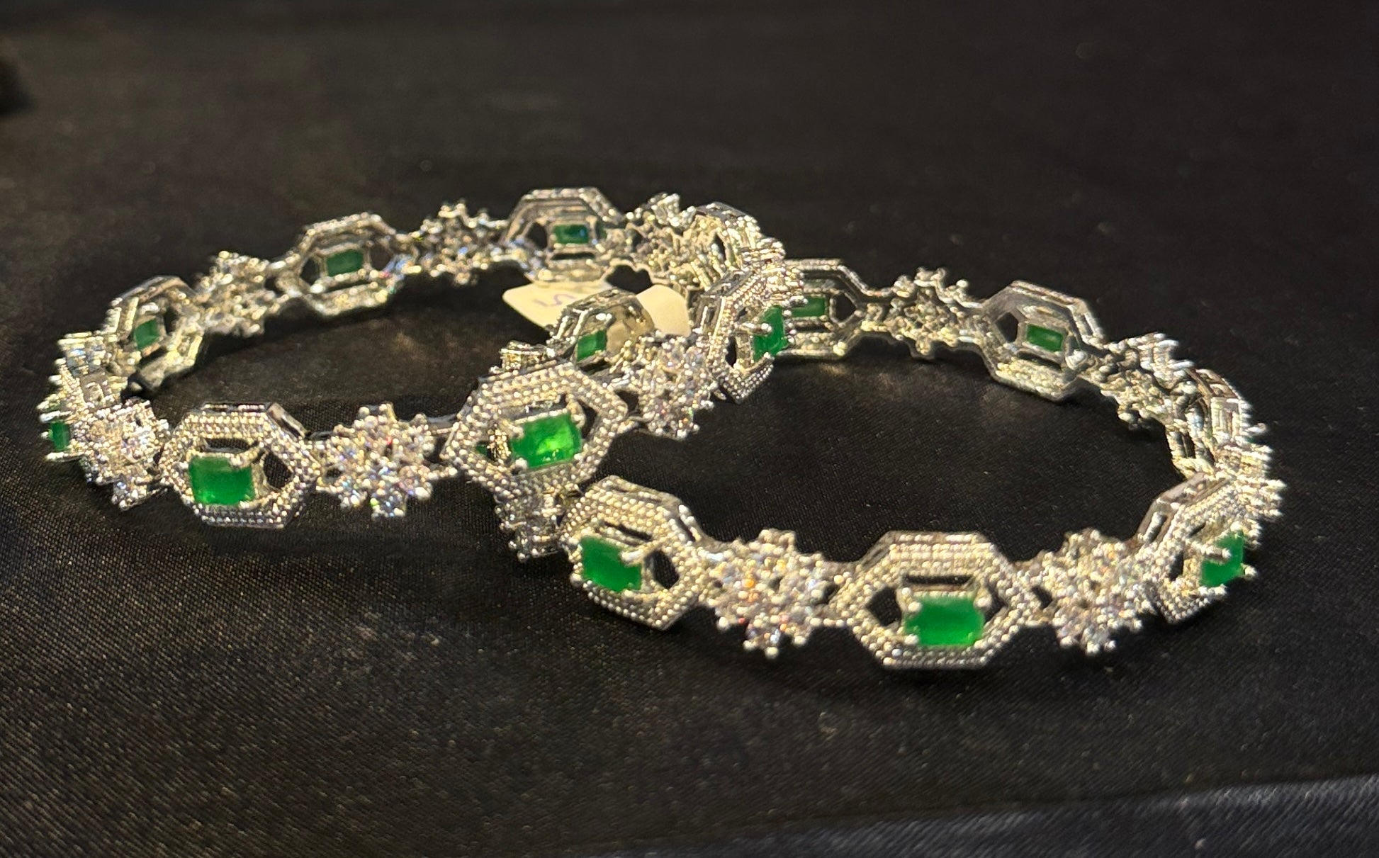 Green and White Stones American Diamond Bangles Near Me