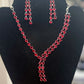 Red Color Stones American Diamond Necklace With Earrings Sets Near Me