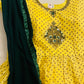 Pleasing Yellow Color Silk Cotton Salwar Suits With Stone Work