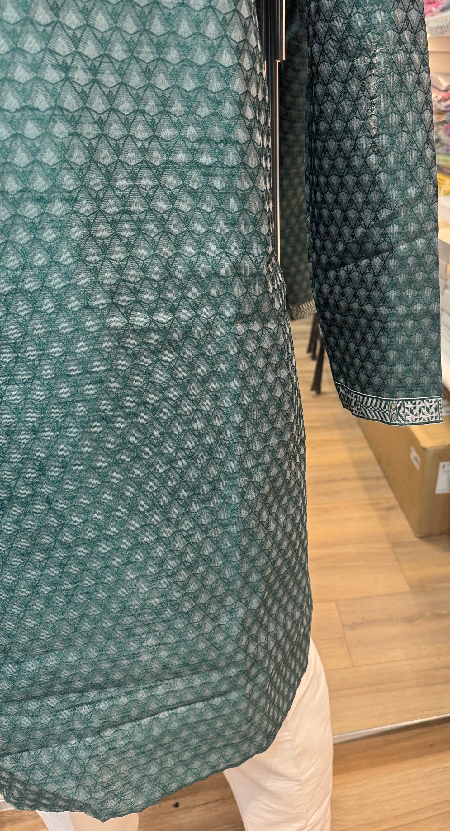 Graceful Dark Green Color Raw Silk With Embroidery Work Kurta Suits For Men