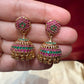 Dazzling Gold Plated Jhumka With Multicolor Stone For Women