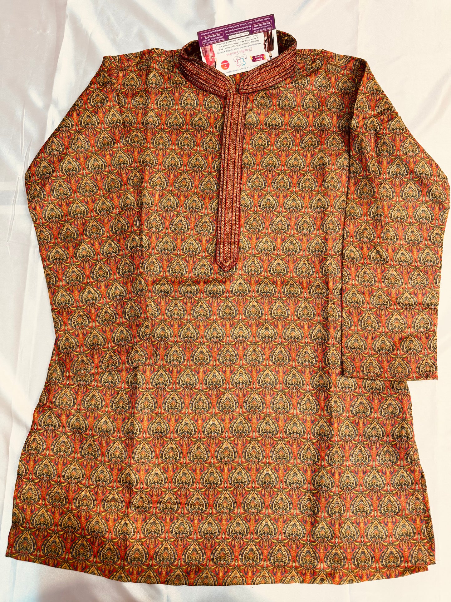 Appealing Brown Color Designer Poly Cotton Kurta Pajama Set For Kids