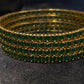 Elegant Green Stones Modern Design Gold Plated Bangles.