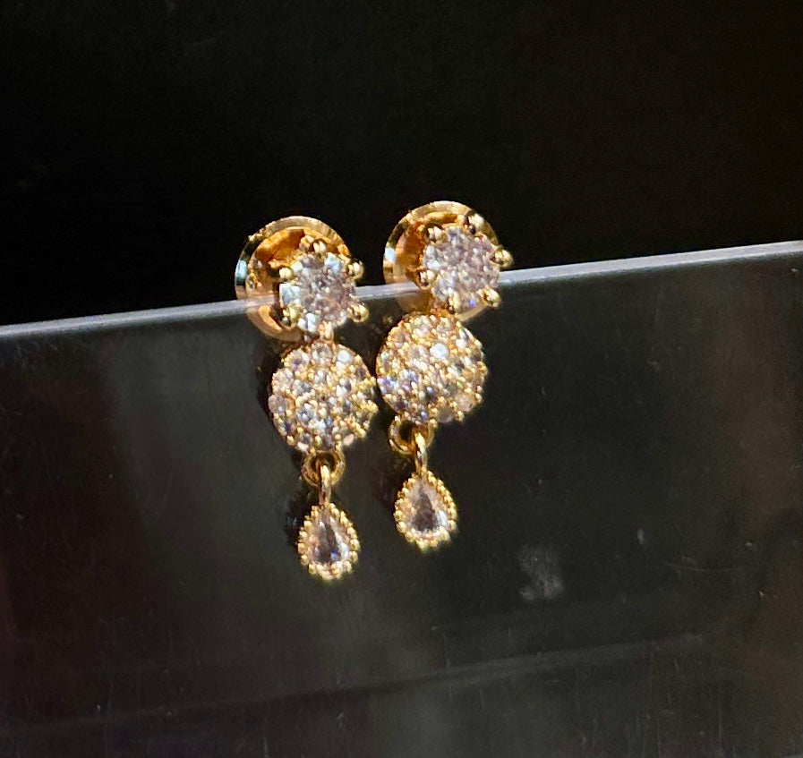 Beautiful Gold Plated With White Stones Earrings For Women