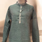 Graceful Dark Green Color Raw Silk With Embroidery Work Kurta Suits For Men