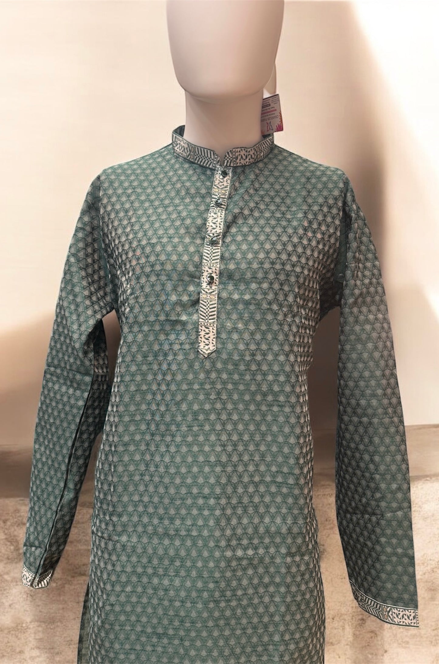 Graceful Dark Green Color Raw Silk With Embroidery Work Kurta Suits For Men