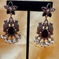 Appealing Oxidized Black And Silver Stone And Beaded Work Bird Designs Earrings For Women